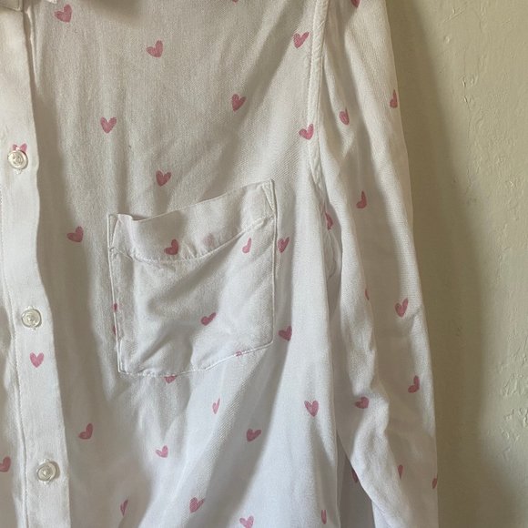 Rails Anthropologie Womens Blouse Crop Val Scribble Heart Size M Button Up White - Picture 5 of 16